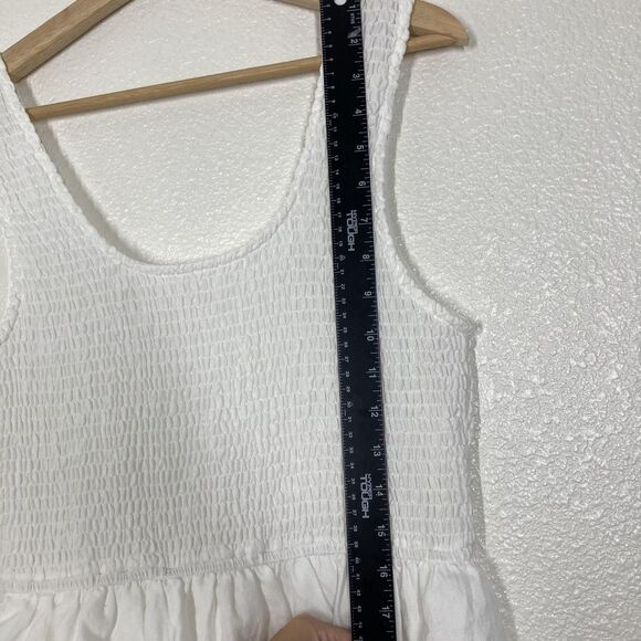 Entro Dress Womens Medium White Smocked Bodice Tiered Maxi Sleeveless D22872 - Picture 7 of 16